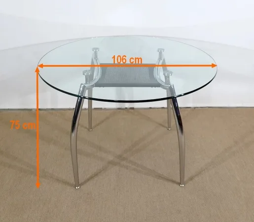 Table en Métal Chromé et Verre – 1970