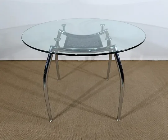 Table en Métal Chromé et Verre – 1970