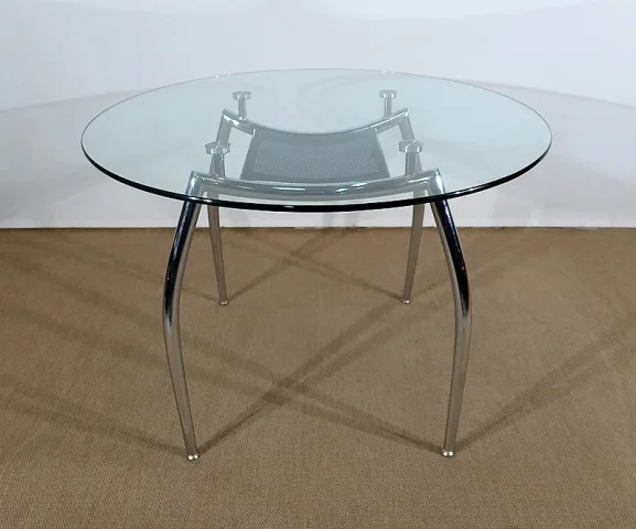 CHROME AND GLASS TABLE