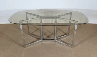 CHROME AND SMOKED GLASS TABLE