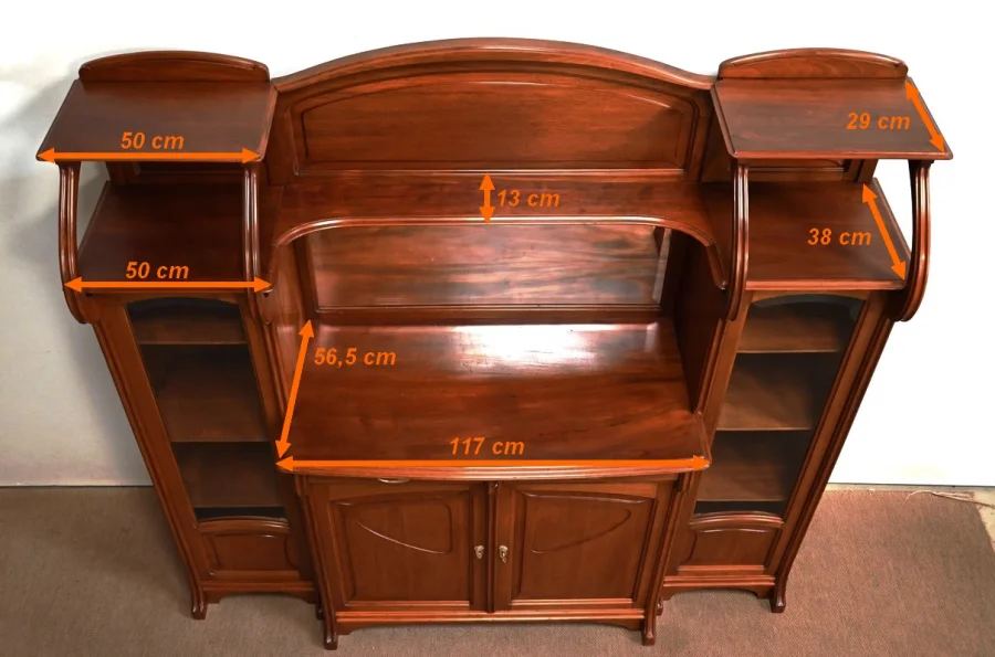 Important Buffet Vitrine en Acajou, attribué à la Maison E. Diot, Art Nouveau – 1900
