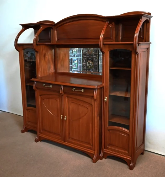 Important Buffet Vitrine en Acajou, attribué à la Maison E. Diot, Art Nouveau – 1900