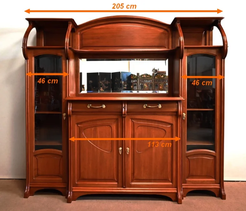 Important Buffet Vitrine en Acajou, attribué à la Maison E. Diot, Art Nouveau – 1900