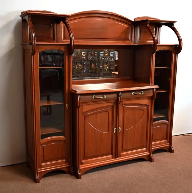 Important Buffet Vitrine en Acajou, attribué à la Maison E. Diot, Art Nouveau – 1900