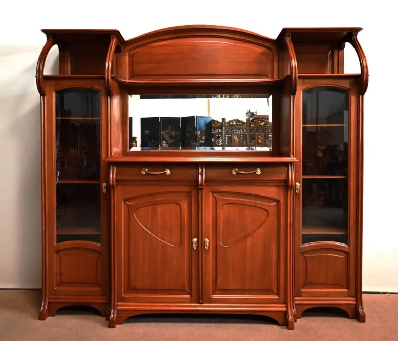 Important Buffet Vitrine en Acajou, attribué à la Maison E. Diot, Art Nouveau – 1900