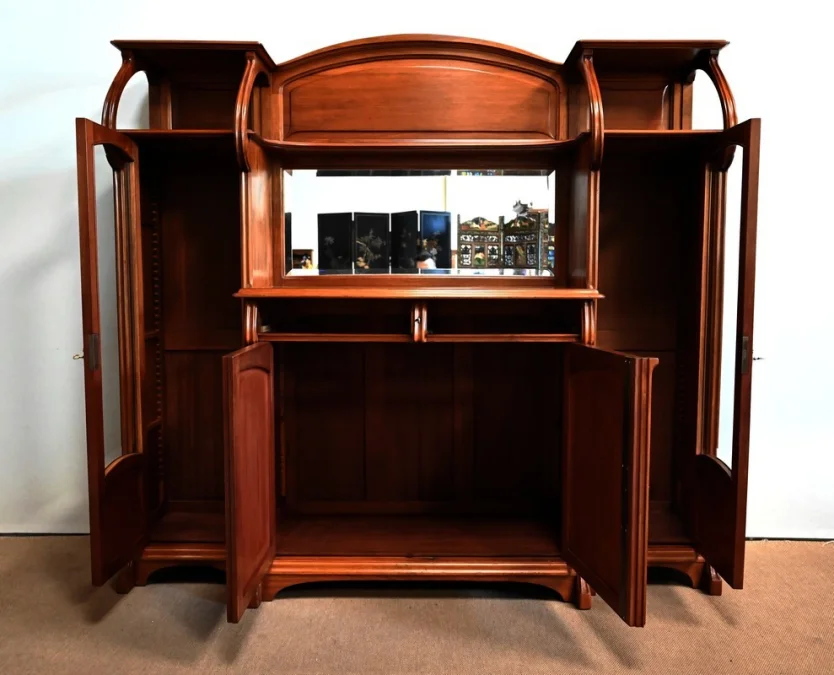 Important Buffet Vitrine en Acajou, attribué à la Maison E. Diot, Art Nouveau – 1900