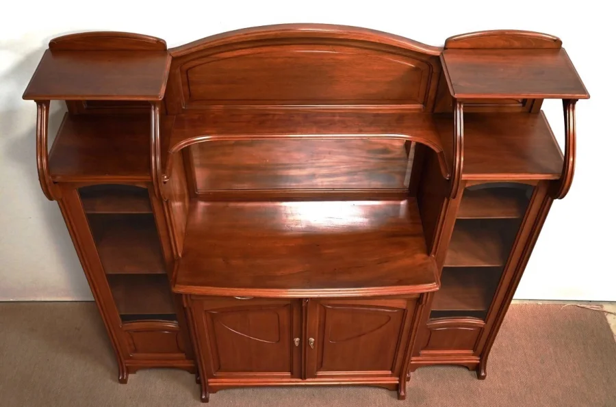 Important Buffet Vitrine en Acajou, attribué à la Maison E. Diot, Art Nouveau – 1900
