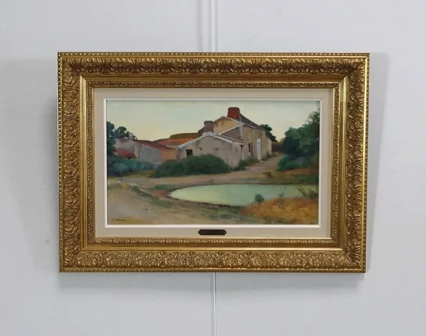 Tableau « Scène Champêtre », signé C. Perron – Début XXe