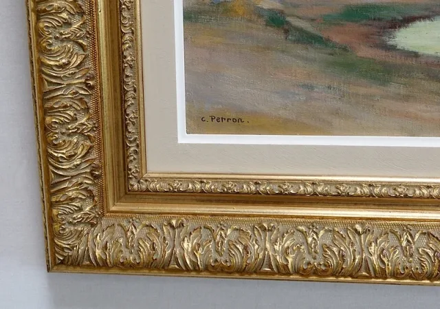 Tableau « Scène Champêtre », signé C. Perron – Début XXe