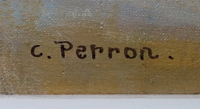 Tableau « Scène Champêtre », signé C. Perron – Début XXe
