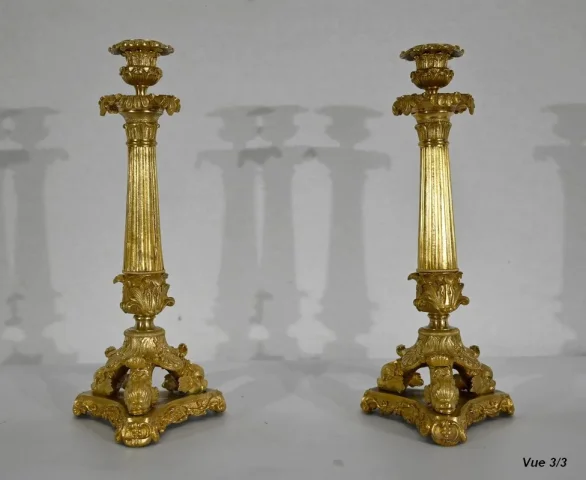 Paire de Flambeaux en Bronze, époque Restauration - Début XIXe