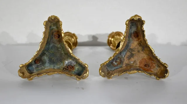 Paire de Flambeaux en Bronze, époque Restauration - Début XIXe