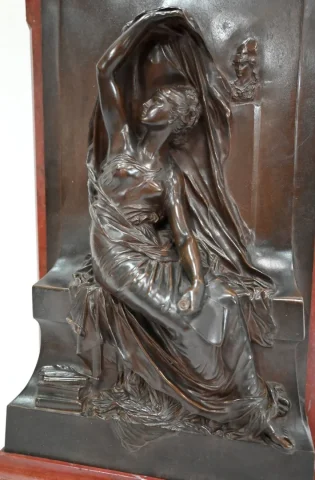 BRONZE AND MARBLE STELE by HENRI CHAPU
