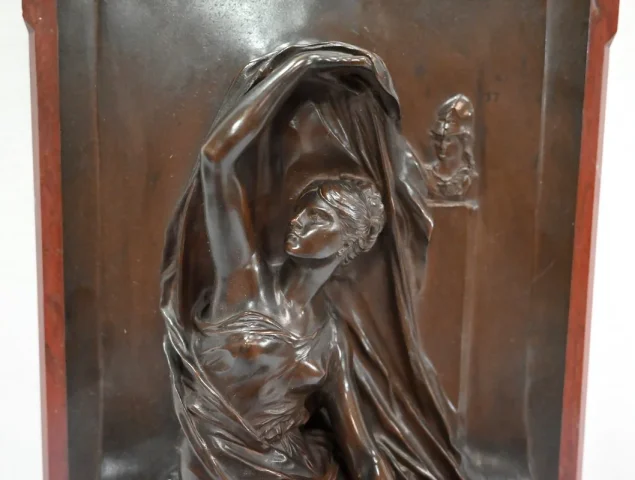 BRONZE AND MARBLE STELE by HENRI CHAPU