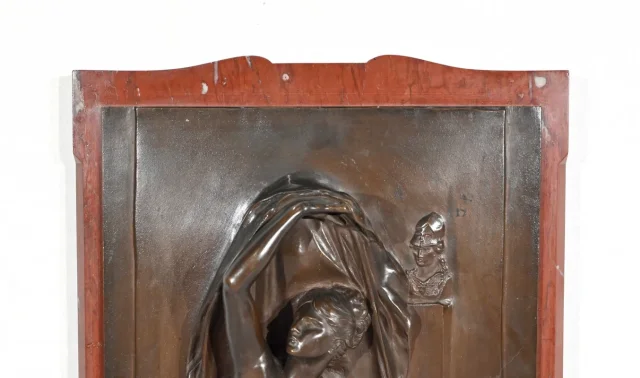 BRONZE AND MARBLE STELE by HENRI CHAPU