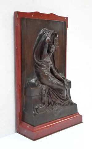 BRONZE AND MARBLE STELE by HENRI CHAPU