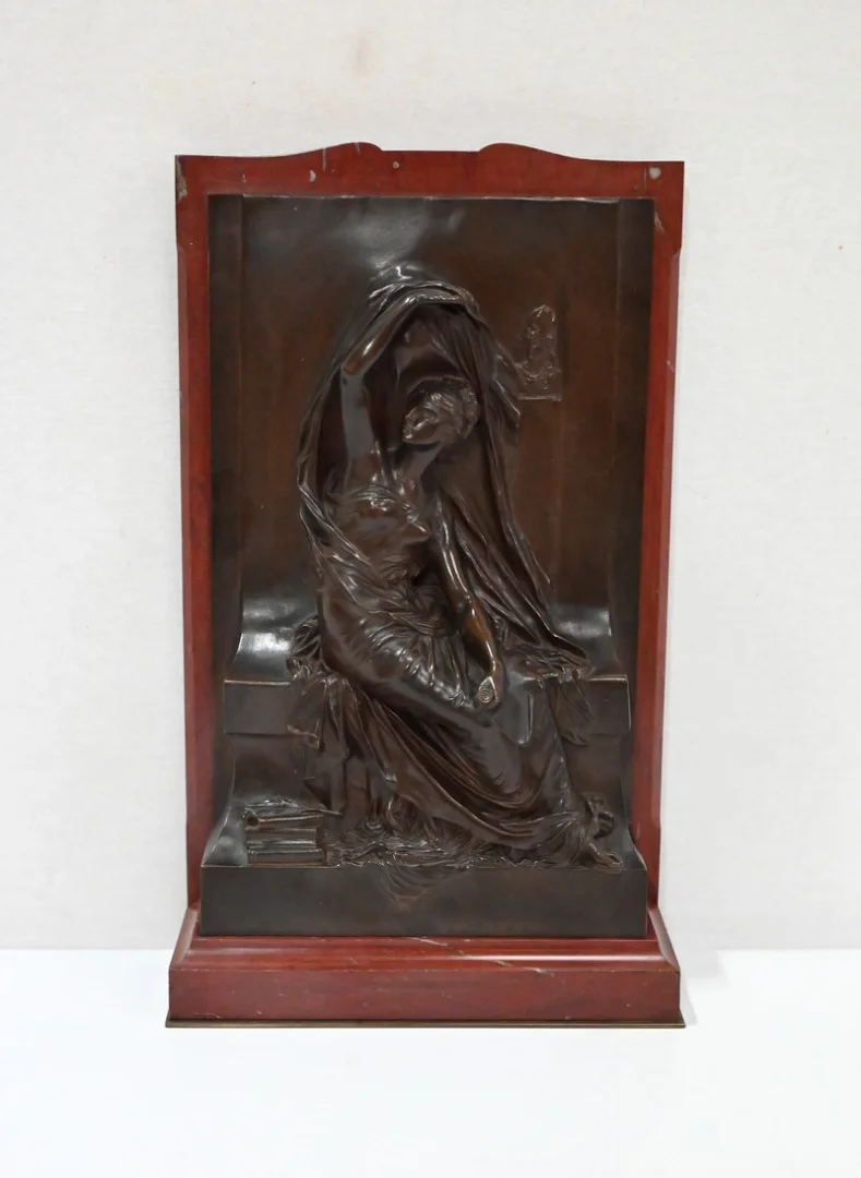 Stèle en Bronze et Marbre, « La Pensée », de H. Chapu - Fin XIXe