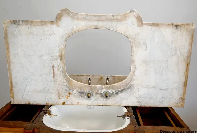 Important Meuble de Toilette / Lavabo en Merisier, « L’Hygiène Moderne Paris » – Début XXe