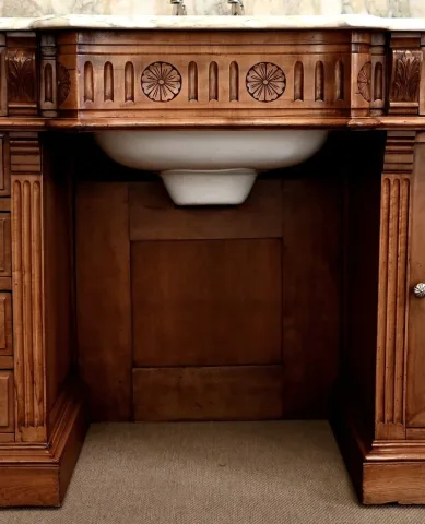 Important Meuble de Toilette / Lavabo en Merisier, « L’Hygiène Moderne Paris » – Début XXe