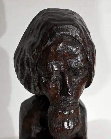Statue Religieuse en Bois Sculpté – XXe