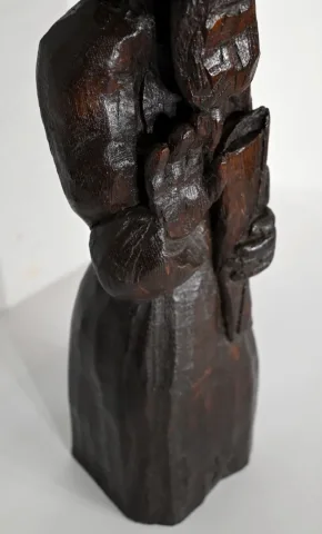 Statue Religieuse en Bois Sculpté – XXe