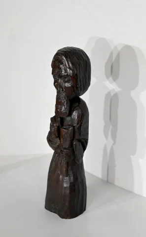 Statue Religieuse en Bois Sculpté – XXe