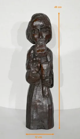 Statue Religieuse en Bois Sculpté – XXe