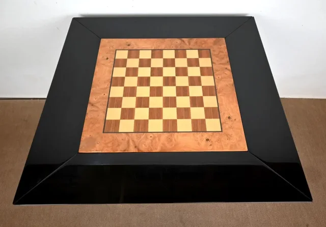 Ensemble Table de Jeux, Échiquier et Paire de Chaises Paul Michel - 1970