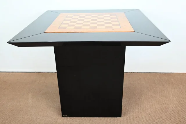 Ensemble Table de Jeux, Échiquier et Paire de Chaises Paul Michel - 1970