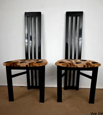 Ensemble Table de Jeux, Échiquier et Paire de Chaises Paul Michel - 1970