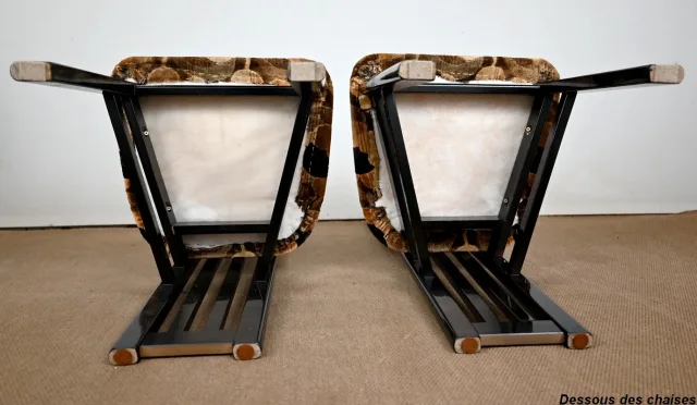 Ensemble Table de Jeux, Échiquier et Paire de Chaises Paul Michel - 1970