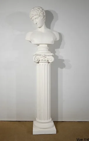 Ensemble Buste de Antinoüs  sur Colonne – Fin XIXe
