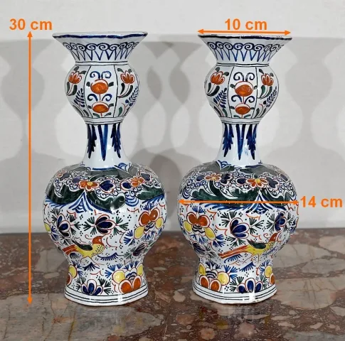 PAIR OF DELFT FAIENCE  VASES