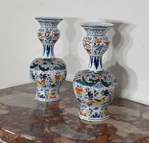 PAIR OF DELFT FAIENCE  VASES