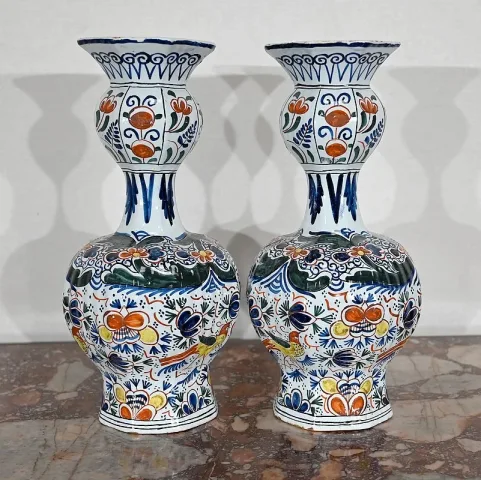 PAIR OF DELFT FAIENCE  VASES