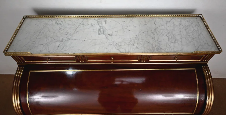 Important Bureau Cylindre en Acajou, style Louis XVI, époque Napoléon III – 2ème moitié XIXe