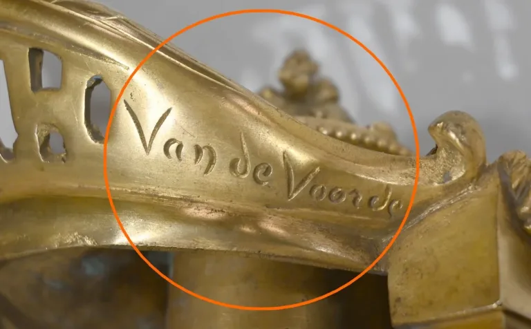 Encrier en Bronze Doré, signé Vandevoorde - Début XXe