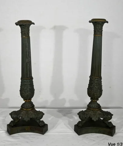 Paire de Chandeliers en Bronze, époque Restauration – Début XIXe