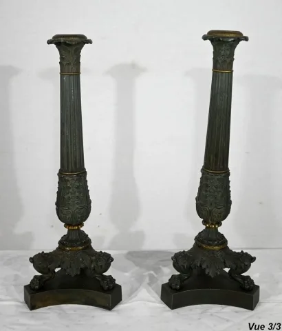 Paire de Chandeliers en Bronze, époque Restauration – Début XIXe