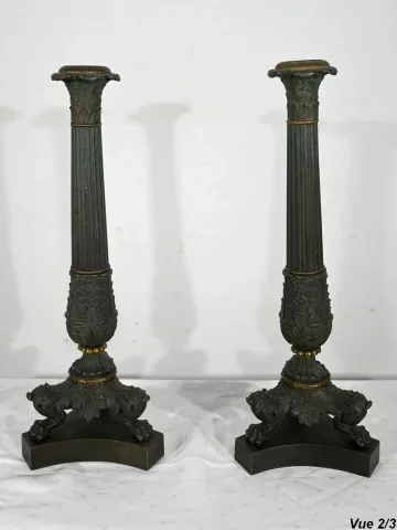 Paire de Chandeliers en Bronze, époque Restauration – Début XIXe