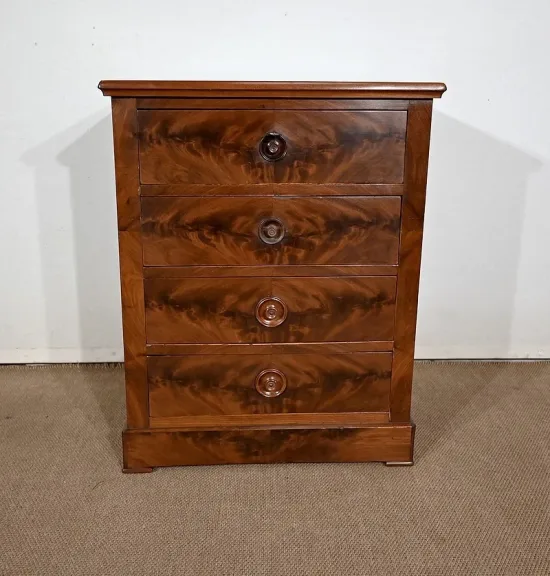 Petite Commode Chiffonnière en Ronce d'Acajou – Fin XIXe