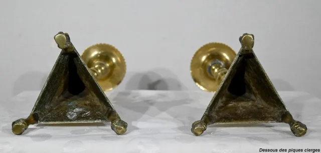 PAAR KERZENHALTER AUS VERGOLDETER BRONZE