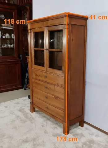 Commode Vitrine de Propriété en Merisier Massif, époque Empire – Début XIXe