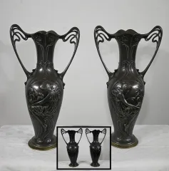 ART NOUVEAU PERIOD PEWTER VASES