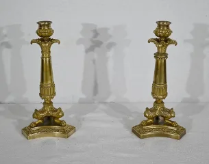 Paire de Bougeoirs en Bronze, époque Restauration – Début XIXe