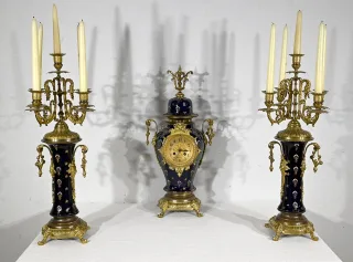 Importante Garniture de Cheminée en Bronze Doré – Fin XIXe
