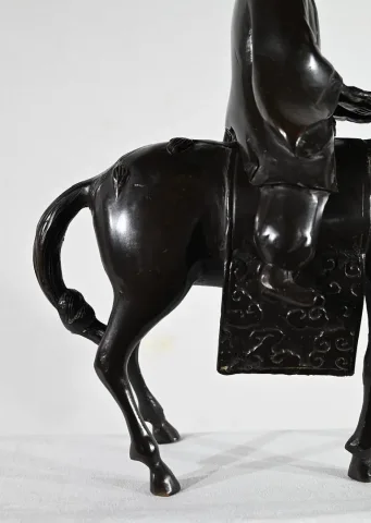 Ensemble en Bronze « Le Cavalier », Chine - Fin XIXe