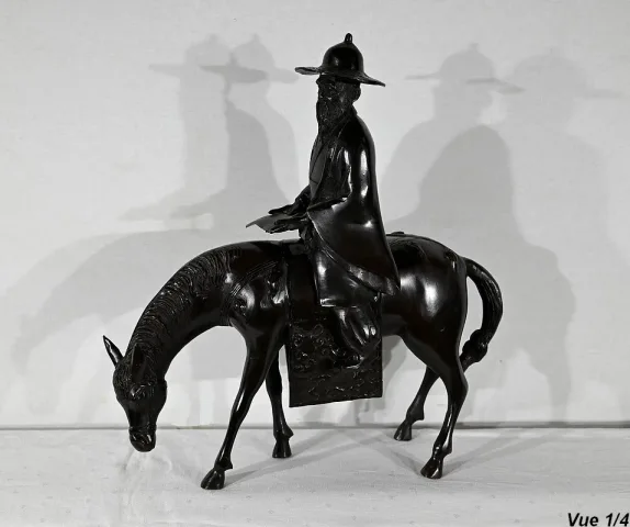 Ensemble en Bronze « Le Cavalier », Chine - Fin XIXe