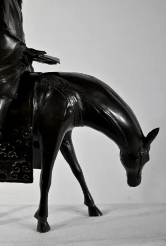 Ensemble en Bronze « Le Cavalier », Chine - Fin XIXe