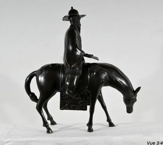 Ensemble en Bronze « Le Cavalier », Chine - Fin XIXe